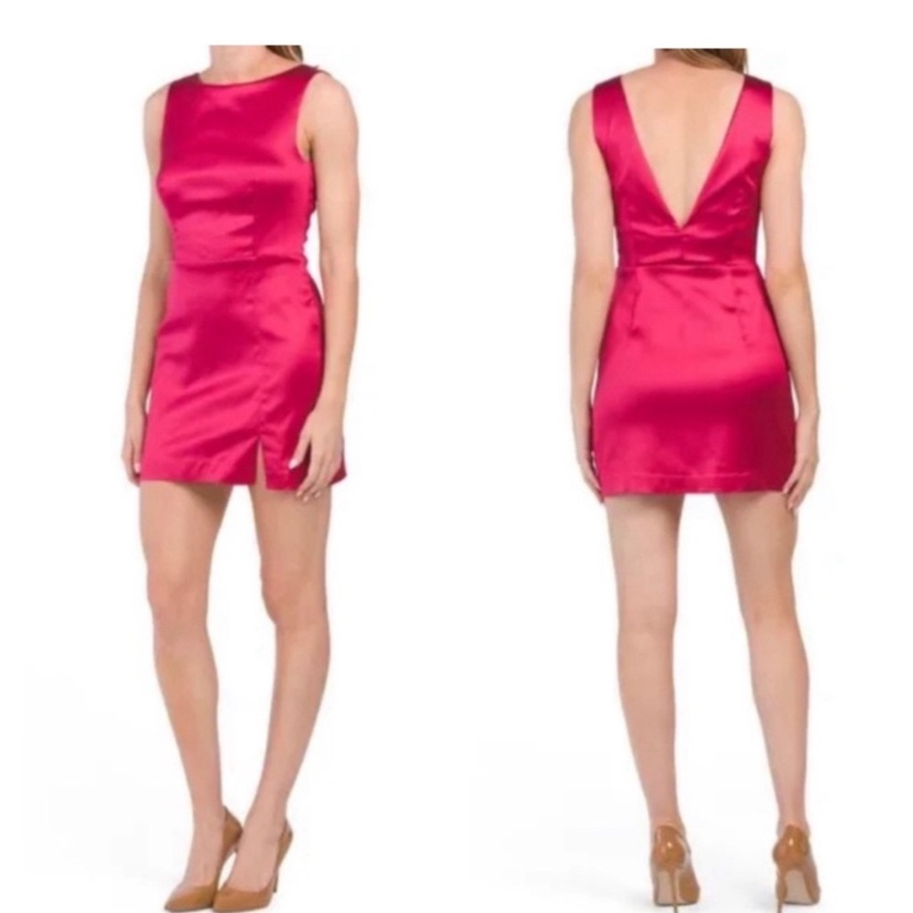 House of Harlow 1960 Pink Satin V Back Mini Dress 4